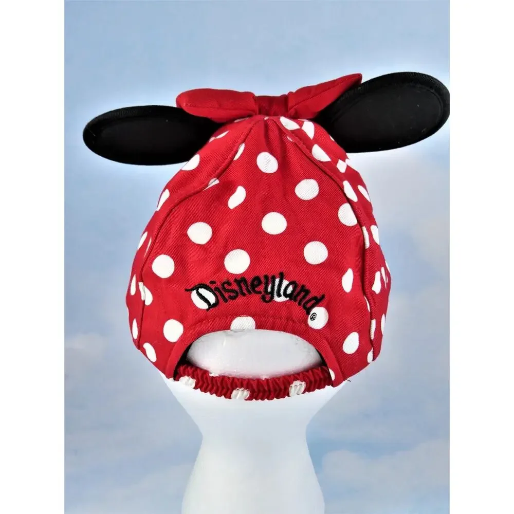 Disneyland Toddler Minnie Mouse Cap Hat W Ears Cotton Polka-Dots Bow Size 2-5